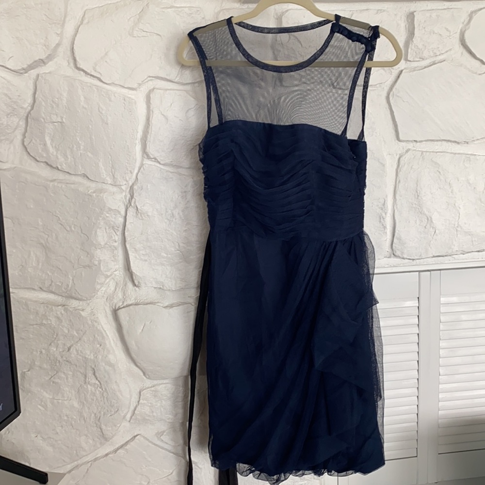 Vera wang Navy Formal Dress W/ netted top lined prom or wedding ready!